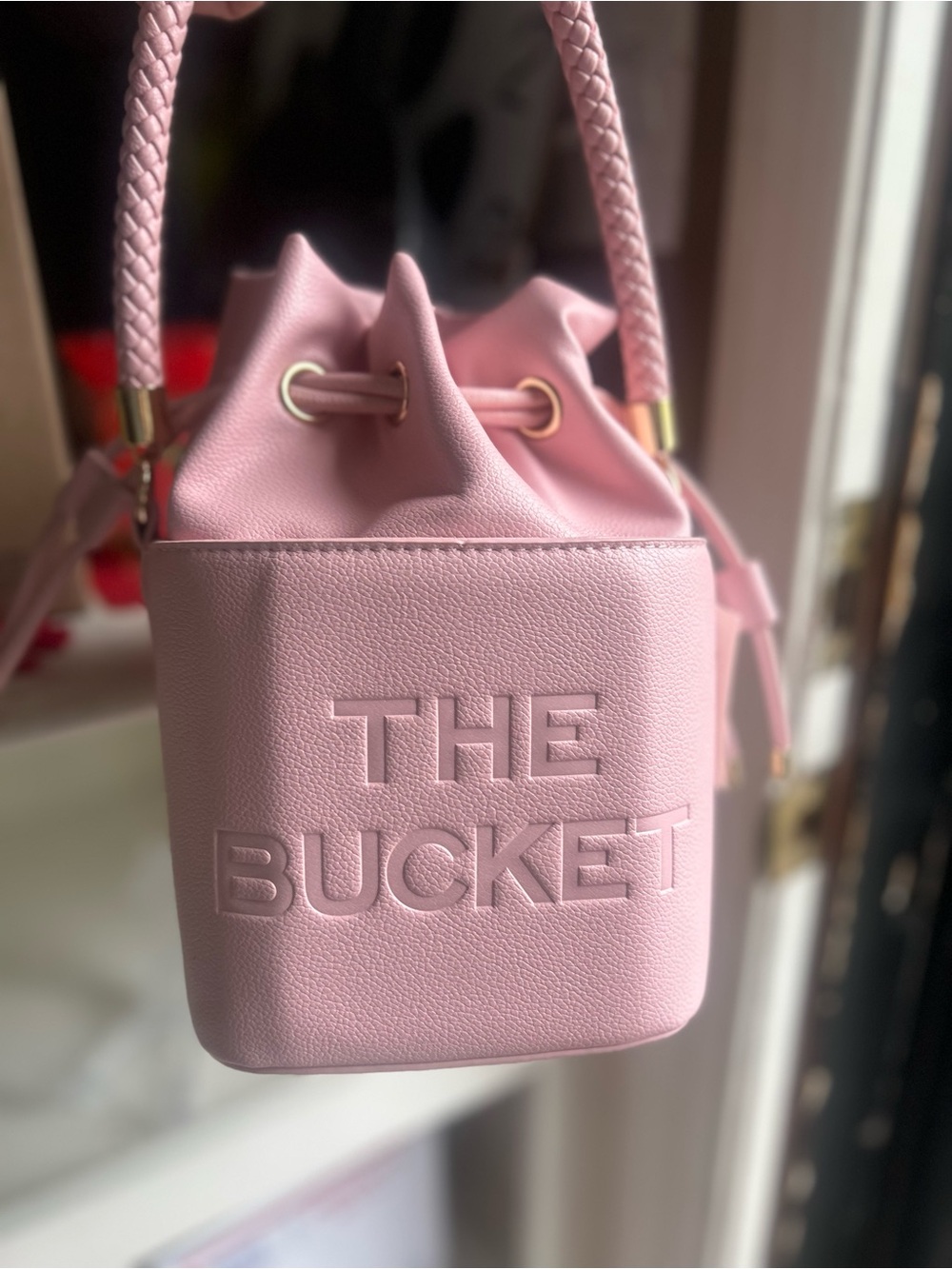 Pink Drawstring Bucket Bag, NEW - Picture 2 of 9